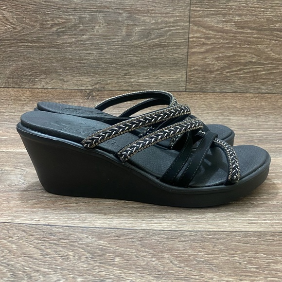 Skechers Size 9 Rumble On Night Out Black Rhinestone
Strappy Wedges Sandal New - Picture 2 of 10